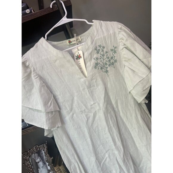 Fanm Mon Yeliz Dress Mint Green Womens Size Small - Picture 6 of 10